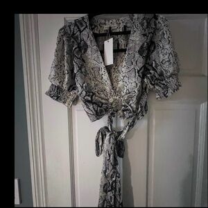 Moon River Monochrome 2 Piece Snake Print Trousers and Top
